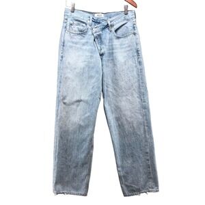 Agolde Criss Cross Upsized Jeans Womens 29 8 Blue Denim Straight Leg High Rise
